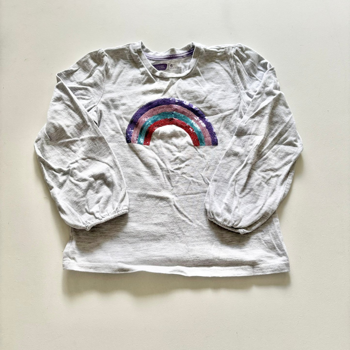 $2 BASICS - Rainbow Sequin Tee, Size 6