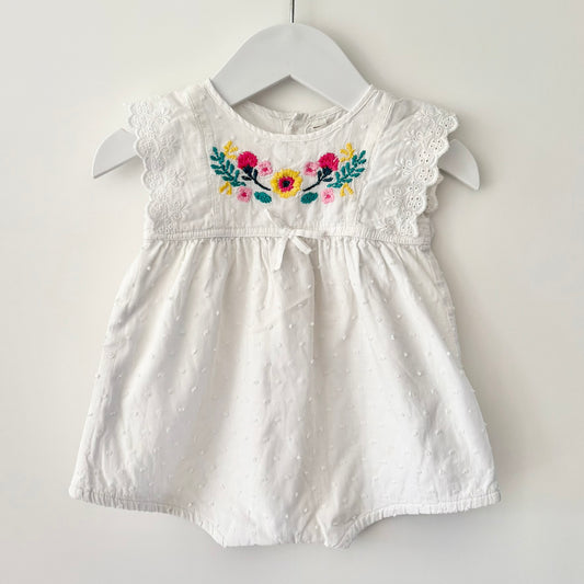Fox & Finch Embroidered Romper, 3-6m