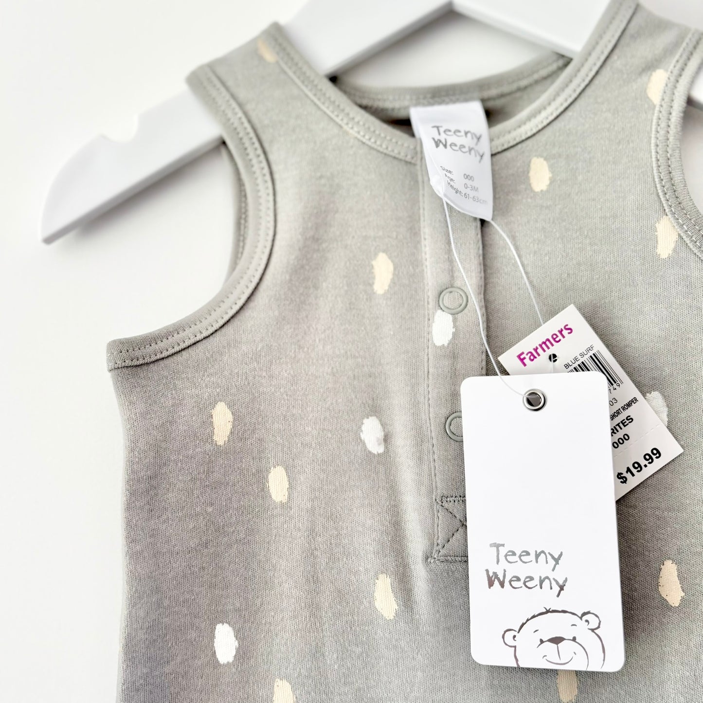 Teeny Weeny Sage Playsuit, 0-3m (NEW)