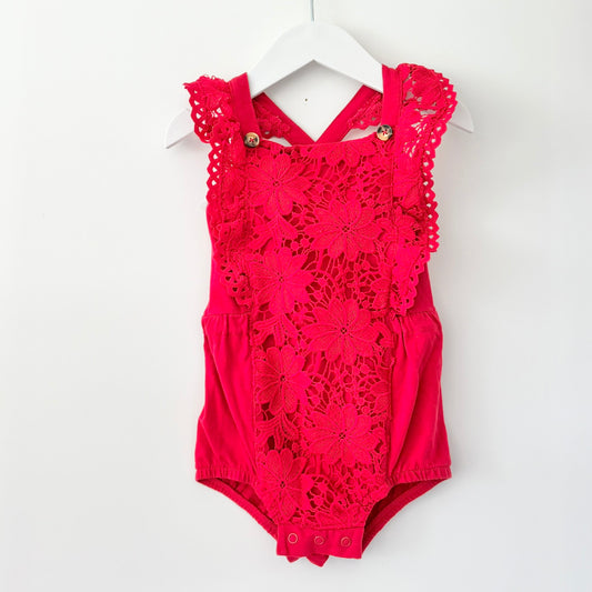 Floral Lace Romper, Size 1