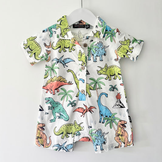 Rock Your Baby Dino Shirt Romper, 3-6m