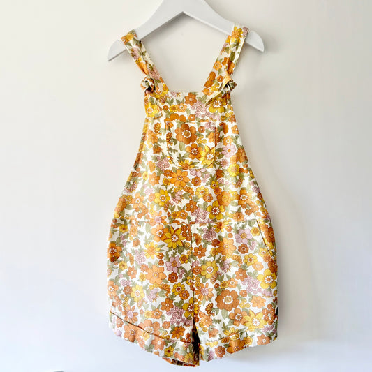 Ghanda Retro Floral Overalls, Size 7-8
