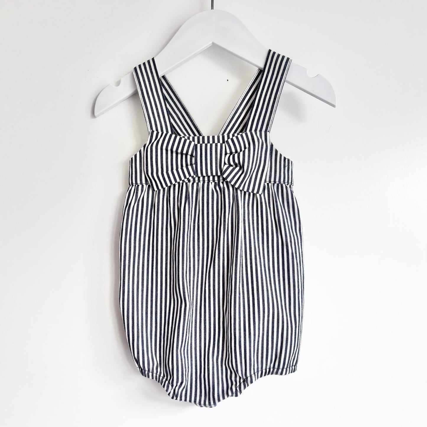 Milky Pinstripe Romper, Size 1