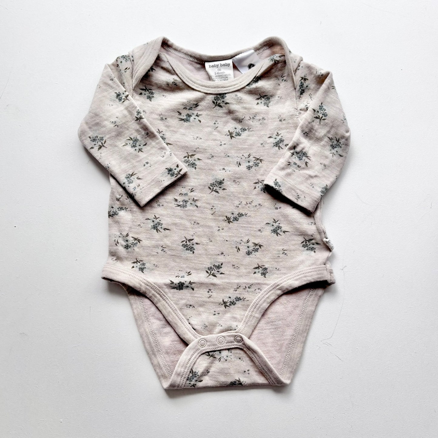 Baby Baby Merino Floral Bodysuit, 3-6m