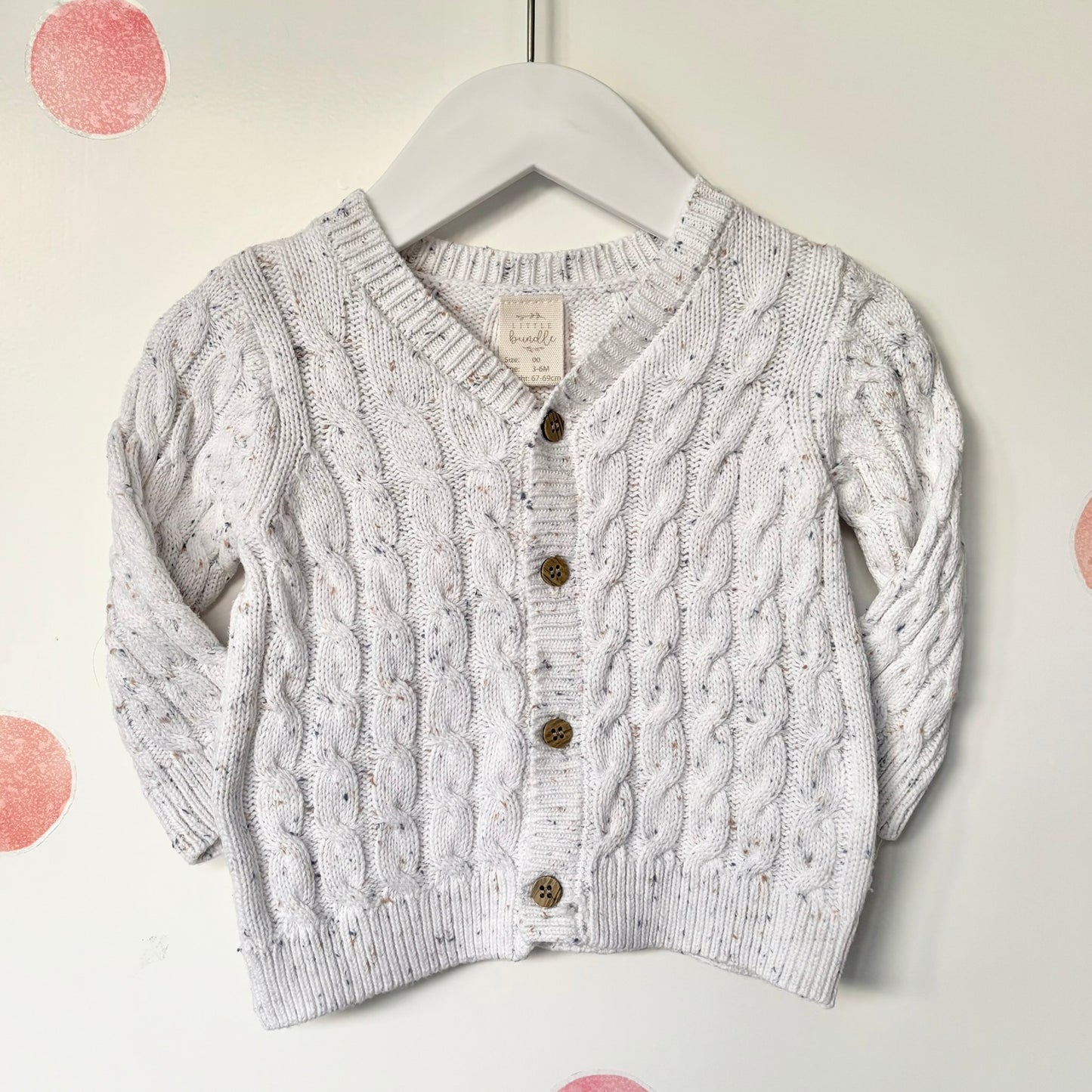 Little Bundle Cable Knit Cardigan, 3-6m