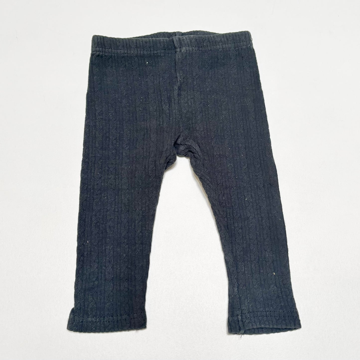 $2 BASICS - Teeny Weeny Cable Leggings, 6-12m (Charcoal)