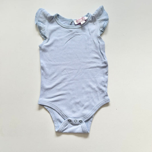 $2 BASICS - La Sienna Flutter Bodysuit, Size 1 (Periwinkle)