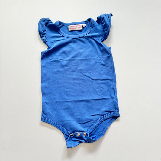 $2 BASICS - La Sienna Flutter Bodysuit, Size 2 (Blue)