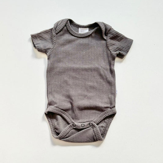 $2 BASICS - Teeny Weeny Rib Bodysuit, Newborn (Charcoal)