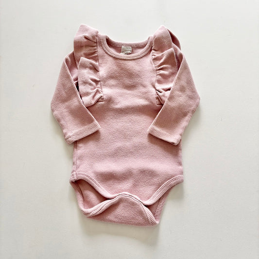 $2 BASICS - With Love for Kids Frill Bodysuit, Size 0 (Blush Pink)