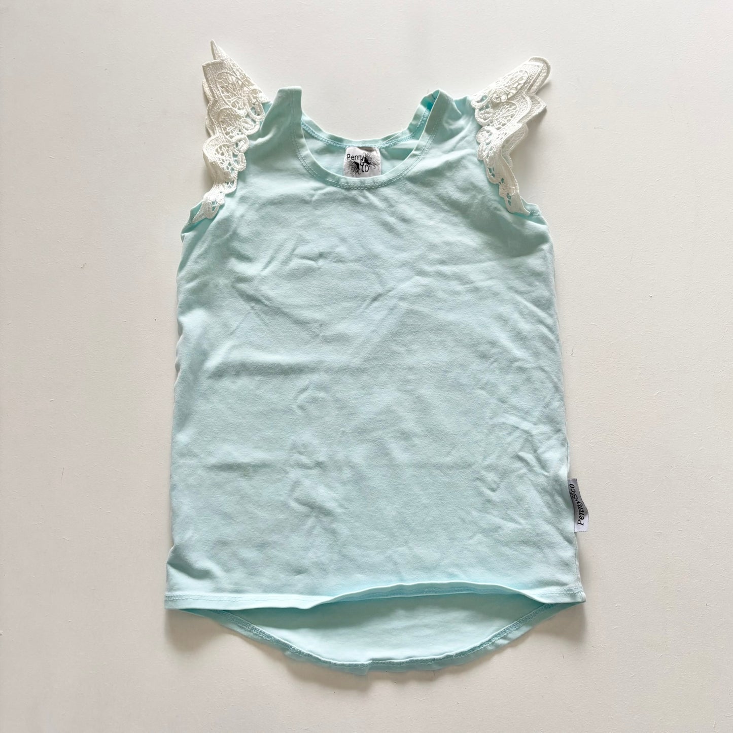 $2 BASICS - Penny & Co Lace Tee, Size 4 (Periwinkle)