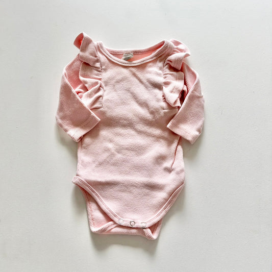 $2 BASICS - With Love for Kids Frill Bodysuit, Size 0 (Pale Pink)