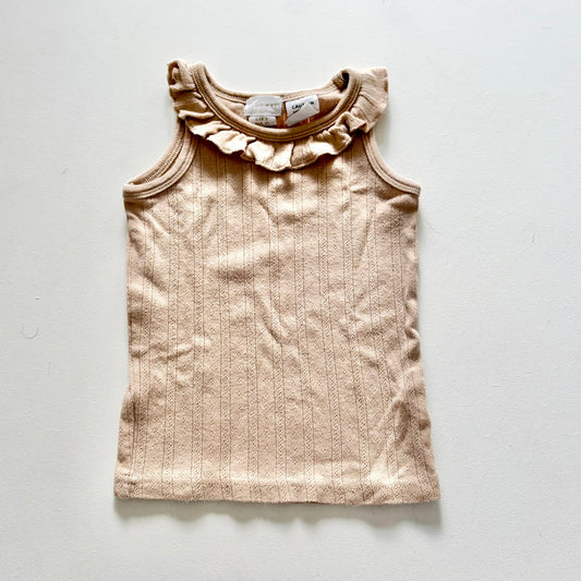 $2 BASICS - Jamie Kay Frill Singlet, Size 2 (Latte)