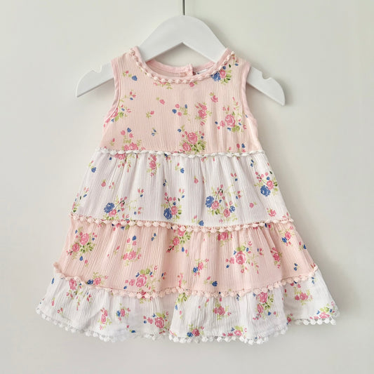 Crochet Floral Dress, 6-12m