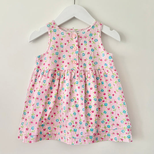 Gingham Floral Dress, 6-12m