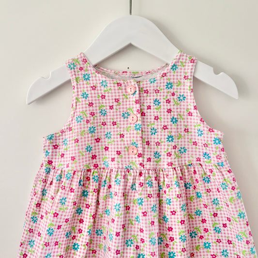 Gingham Floral Dress, 6-12m