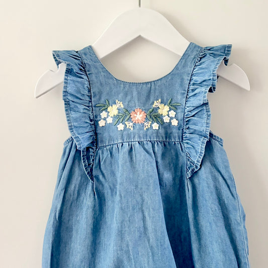 Denim Floral Playsuit, 6-12m