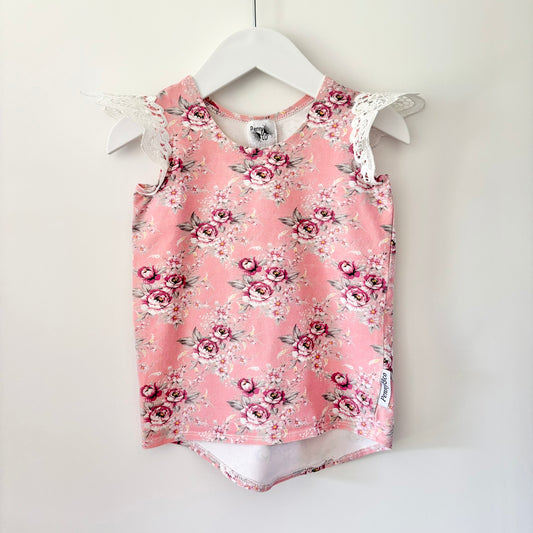 Penny & Co Rose Tee, Size 4 (with matching hairclips)