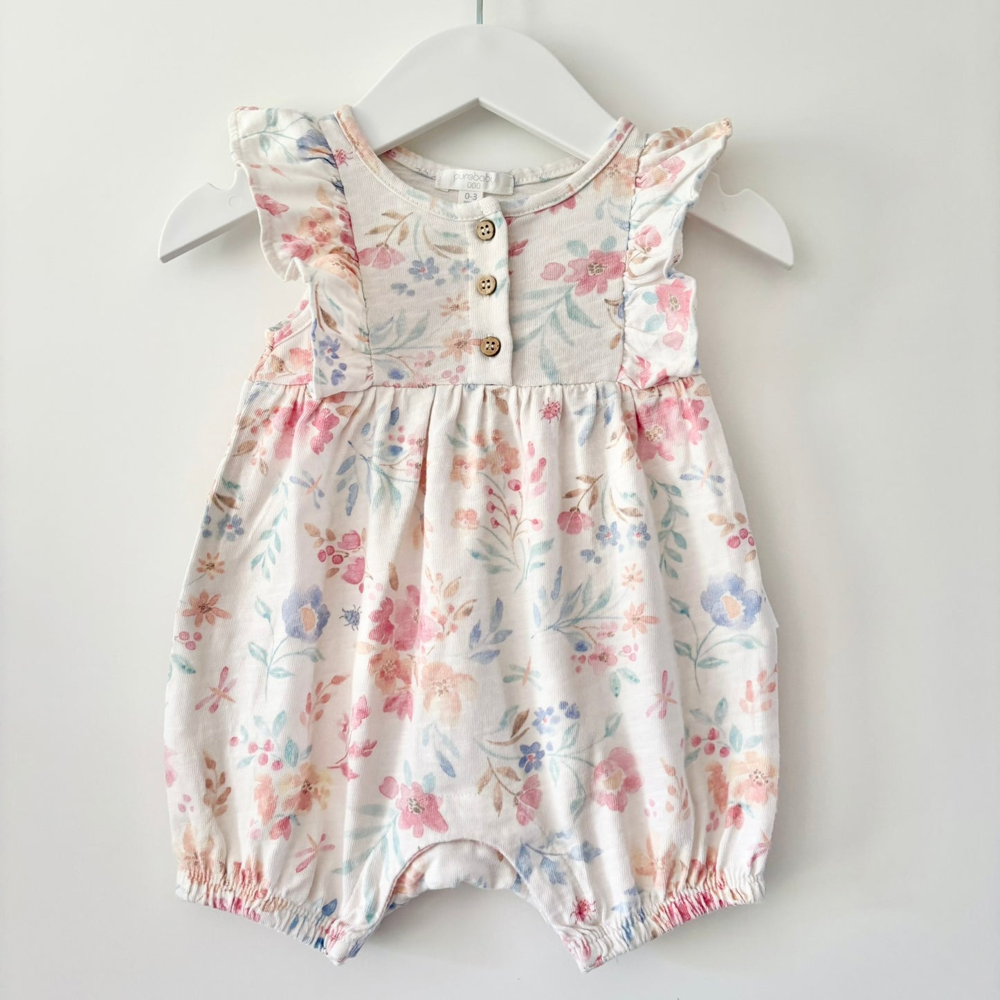 Purebaby Watercolour Romper, 0-3m