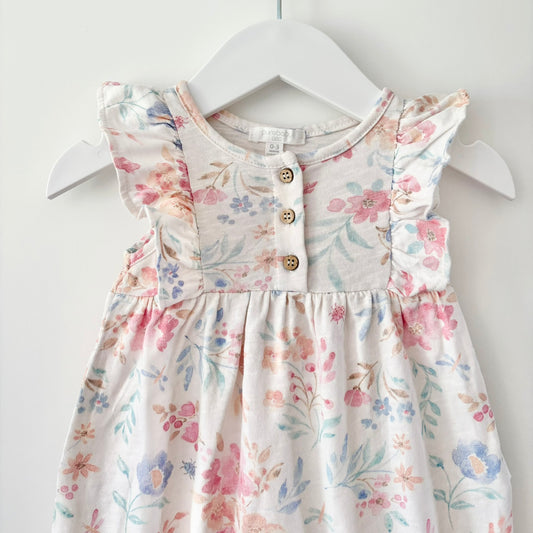 Purebaby Watercolour Romper, 0-3m