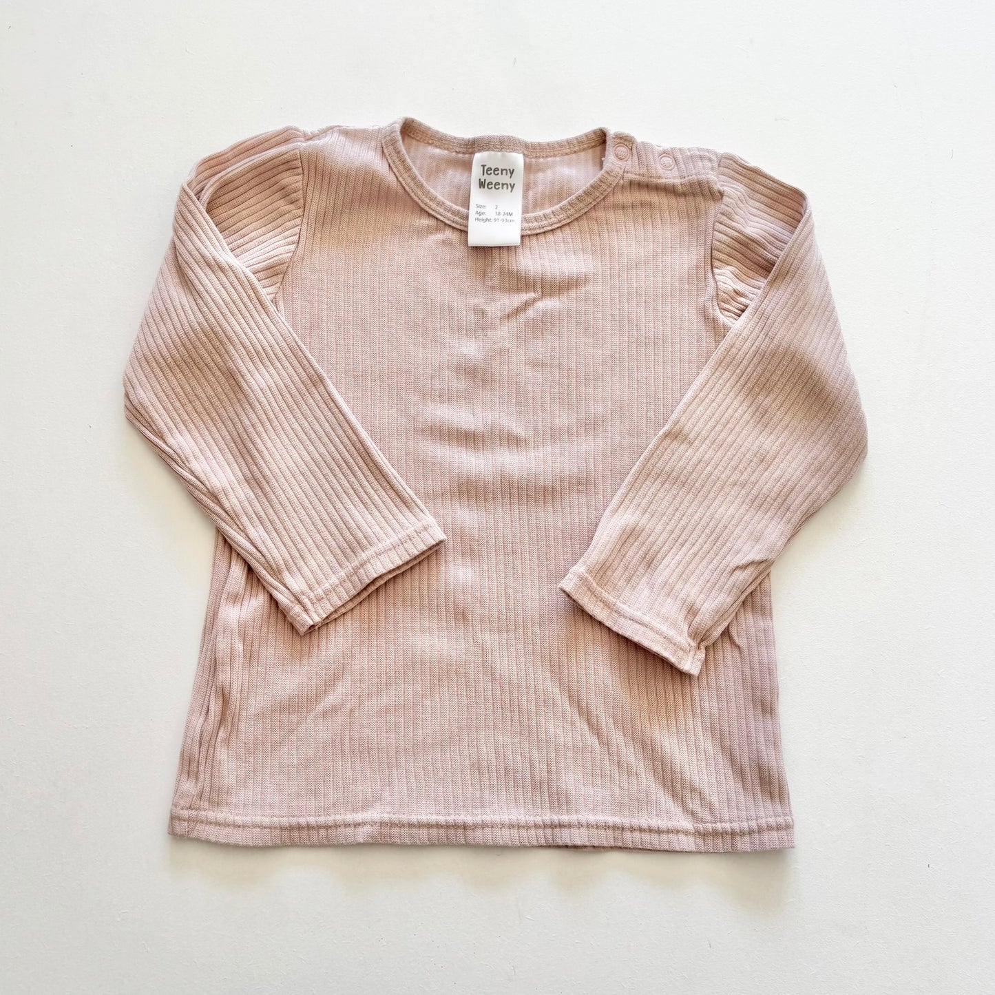 $2 BASICS - Teeny Weeny Ribbed Tee, Size 2 (Blush)