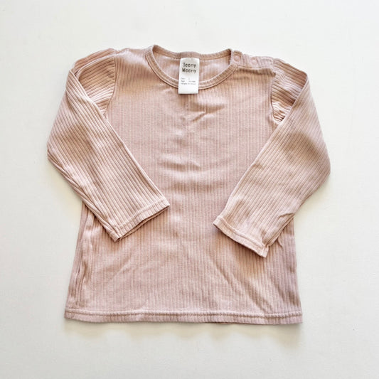 $2 BASICS - Teeny Weeny Ribbed Tee, Size 2 (Blush)