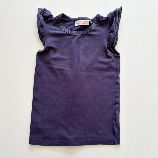 $2 BASICS - La Sienna Flutter Tee, Size 6 (Navy)