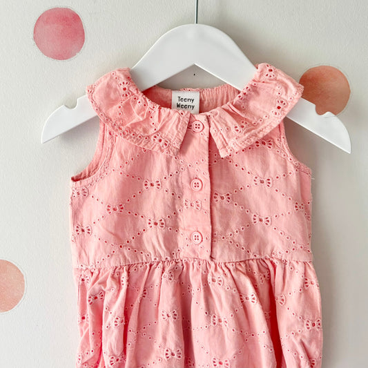 Teeny Weeny Broderie Romper, 6-12m