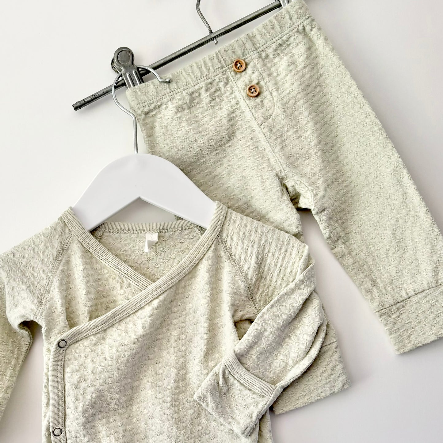 Quincy Mae Sage Waffle Set, 3-6m