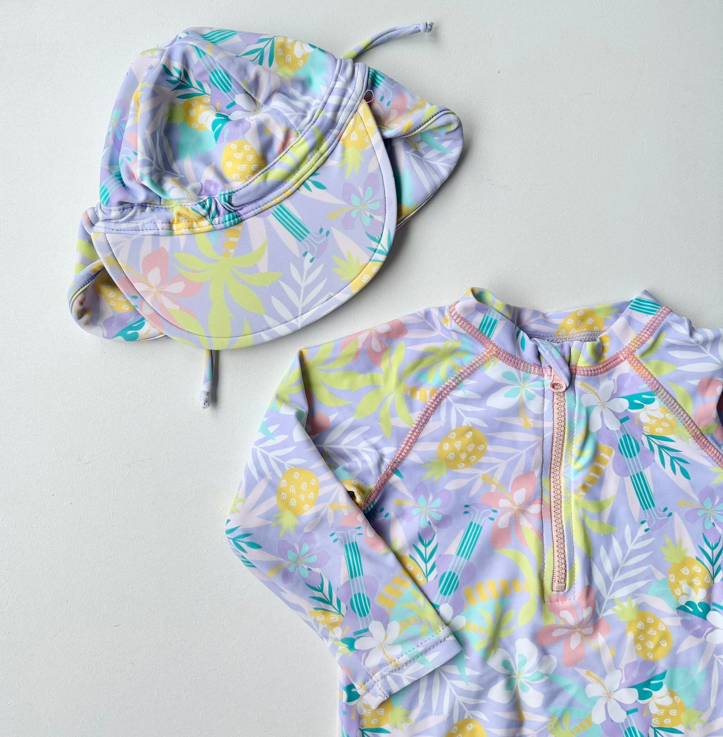 Teeny Weeny Tropical Swimsuit, 6-12m (with matching hat)