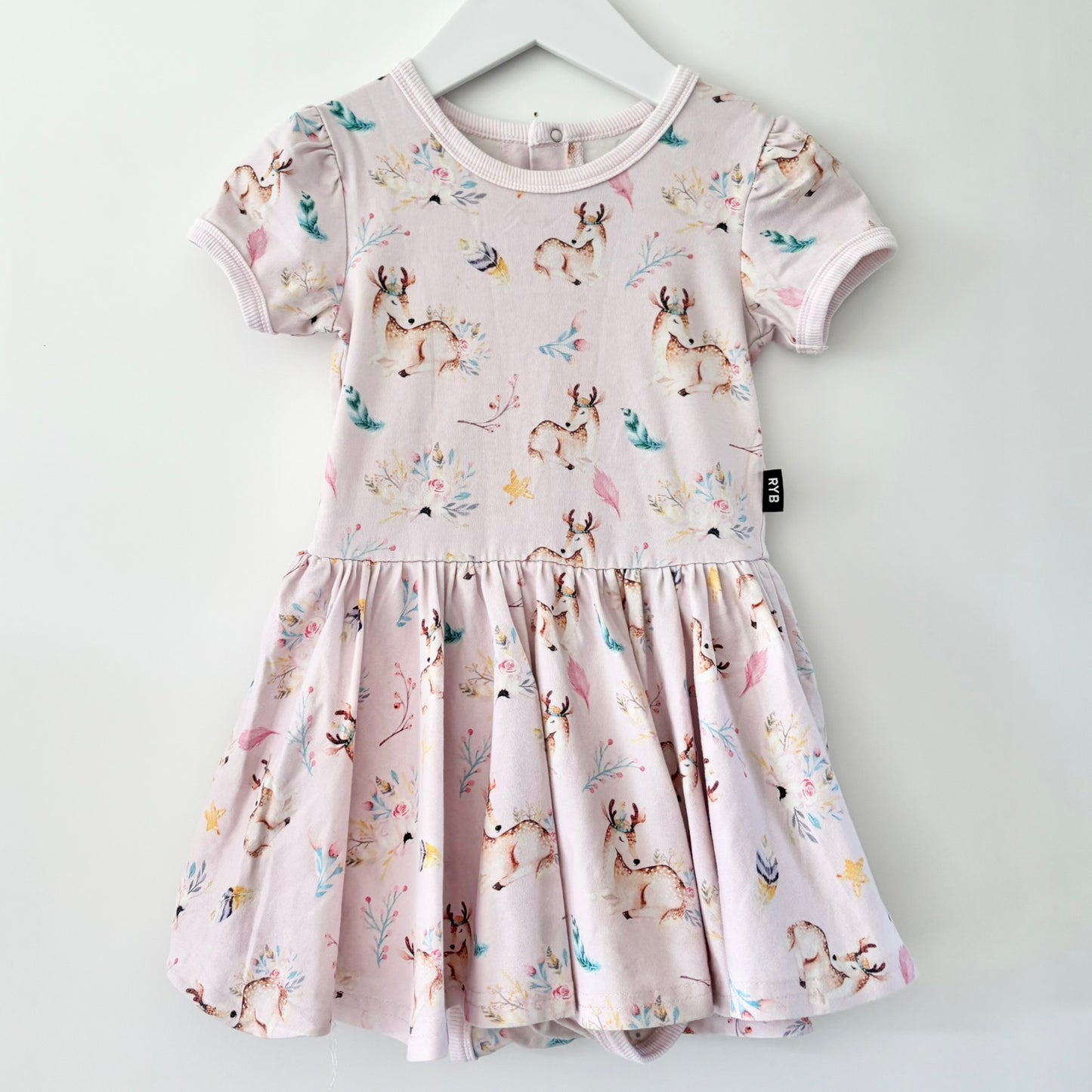 Rock Your Baby Reindeer Bodysuit Dress, 18-24m