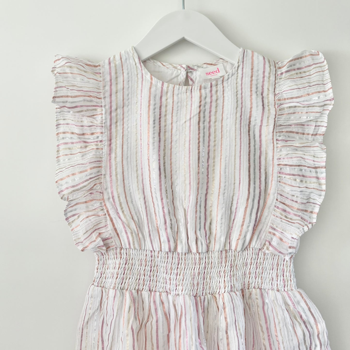 Seed Glitter Stripe Dress, Size 5