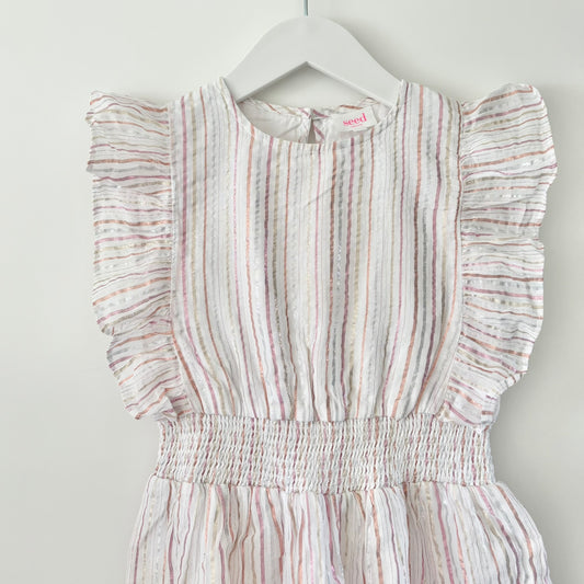 Seed Glitter Stripe Dress, Size 5