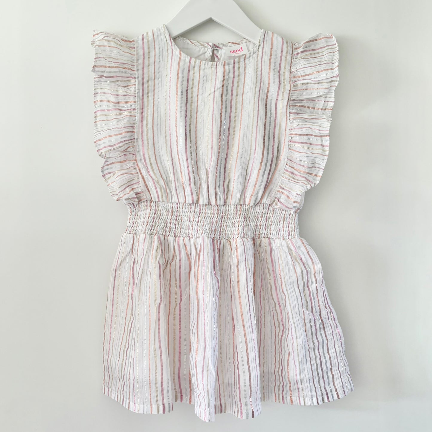 Seed Glitter Stripe Dress, Size 5