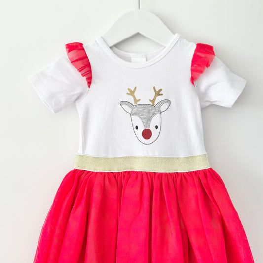 Teeny Weeny Reindeer Tutu Dress, 6-12m