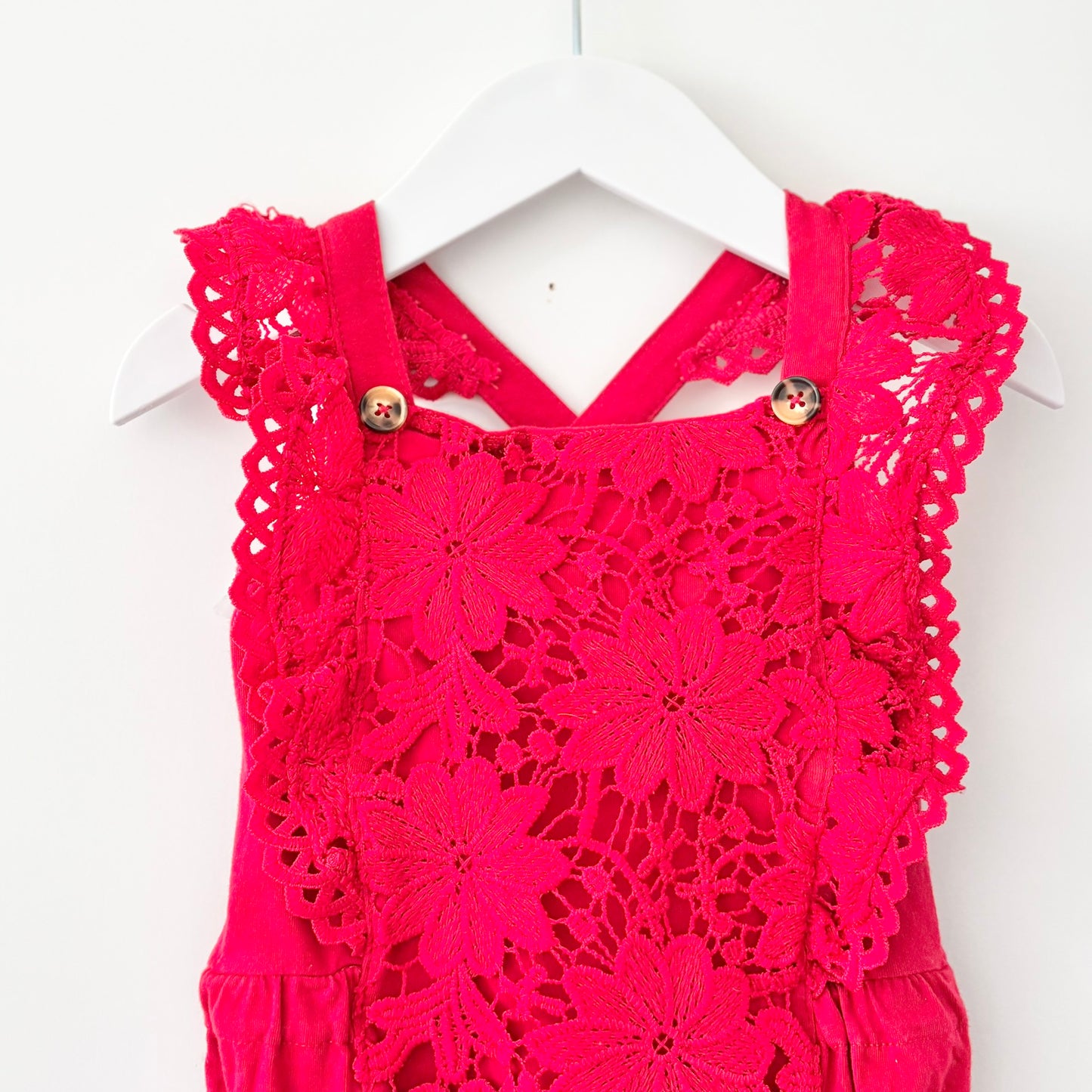 Floral Lace Romper, Size 1