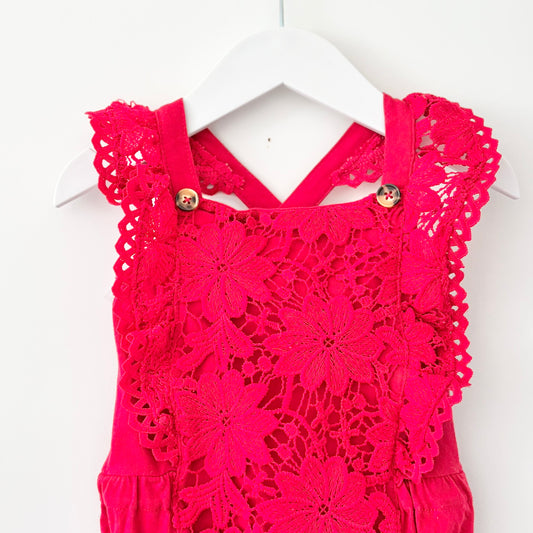Floral Lace Romper, Size 1