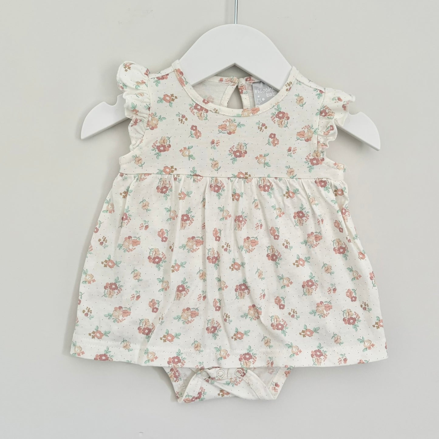 Ricochet Floral Bodysuit Dress, 0-3m