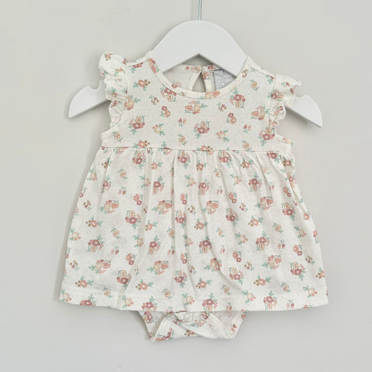 Ricochet Floral Bodysuit Dress, 0-3m