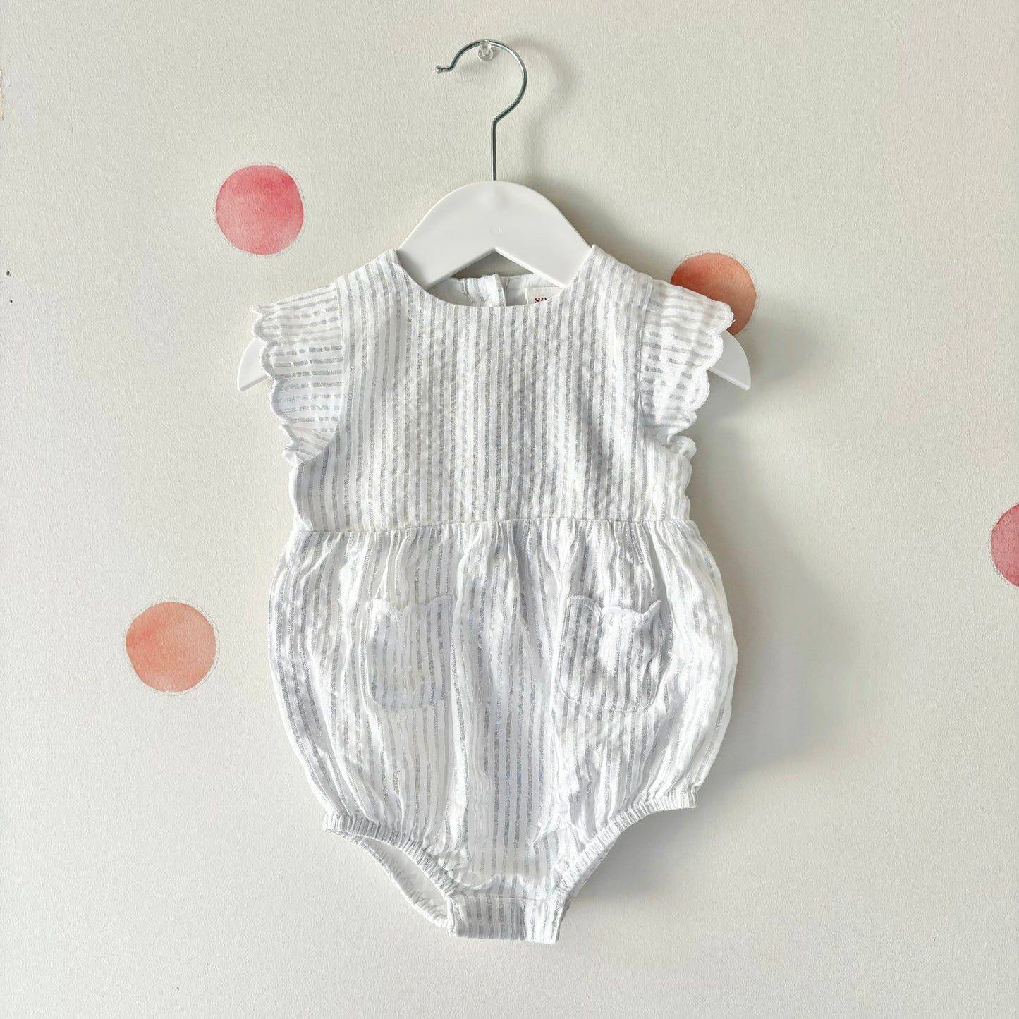 Seed Silver Stripe Romper, 3-6m