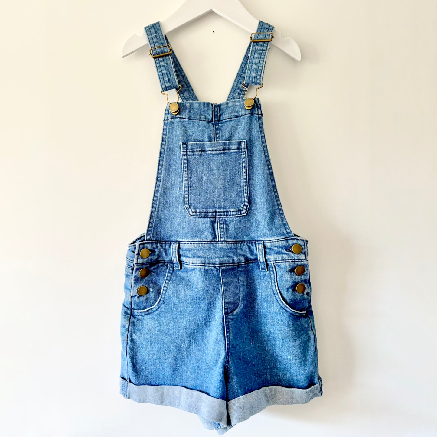 Denim Short Overalls, Size 7
