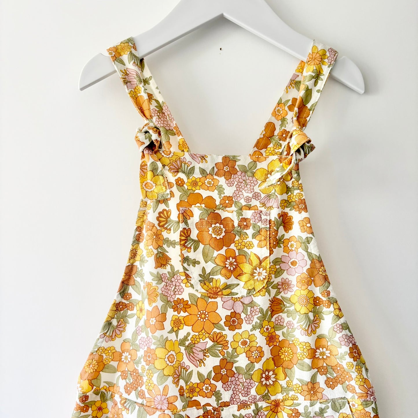 Ghanda Retro Floral Overalls, Size 7-8