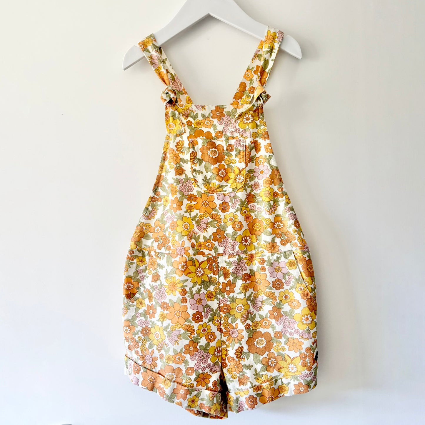 Ghanda Retro Floral Overalls, Size 7-8