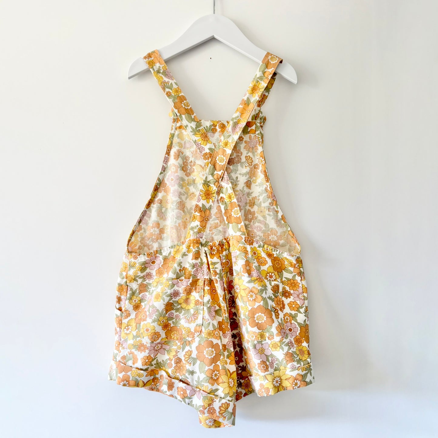 Ghanda Retro Floral Overalls, Size 7-8