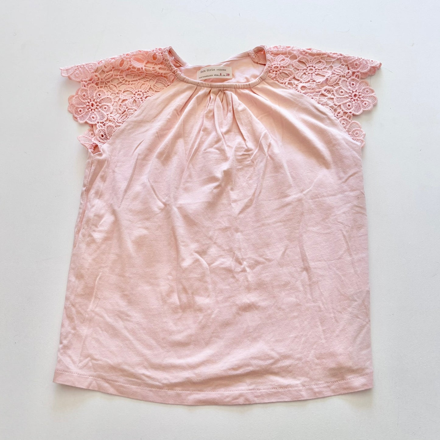 $2 BASICS - Zara Crochet Tee, Size 8 (Peach)