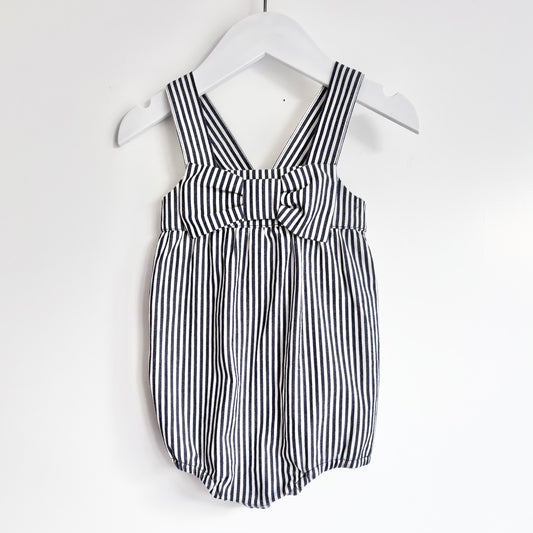 Milky Pinstripe Romper, Size 1